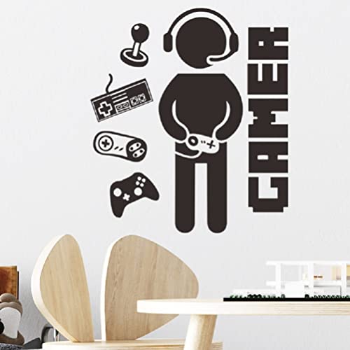 Sticker mural créatif Gamer pour garçon décoration de la chambre des enfants Stickers muraux Art papier peint autocollants de salle de jeux de dessin animé (F) Cover