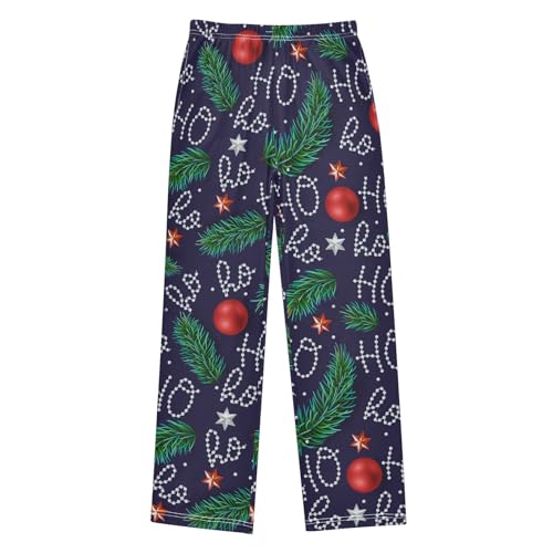 ZZXXB Santa Laugh Beads Print Boys Long Pants Soft Trousers Elastic Waist Kids Lounge Bottoms with Pockets S-XL
