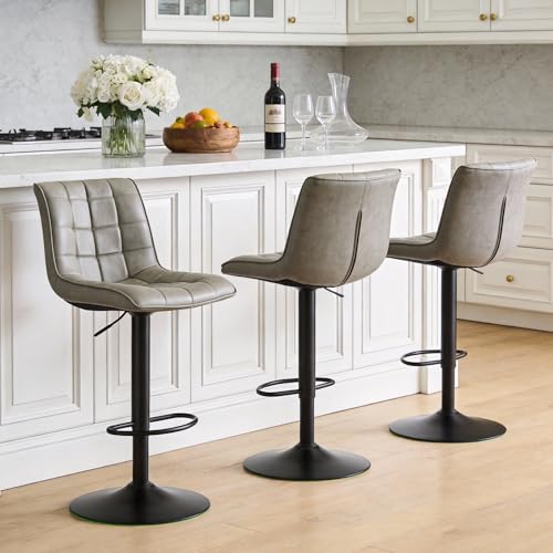Image of Adjustable Counter Height Bar Stools Set of 3 24 inch-33 inch for Kitchen Island