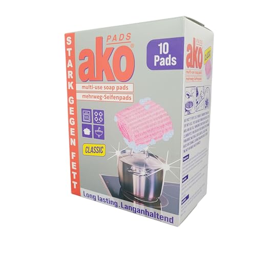 AKO Pads Classic Seifenpads Mehrweg-Reinigungspads 10 Stück Stark gegen Fett und Eingebranntes