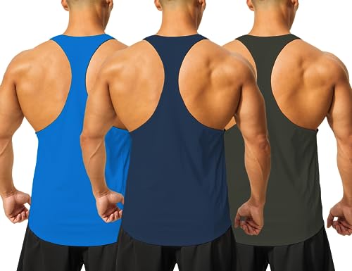 Real Essentials 5 Pack: Men's Mesh Y-Back Muscle Tank Top - Gym Workout & Bodybuilding Fitness (Available in Big & Tall