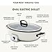 GreenPan Elite 5.5QT Electric Oval Skillet, PFAS-Free Ceramic Nonstick, 1800 Watt, Dishwasher Safe Lid & Removable Crock, Adjustable Temp Control Multi-Cooker, Sear, Sauté, Rice, Stir-Fry, Cream White