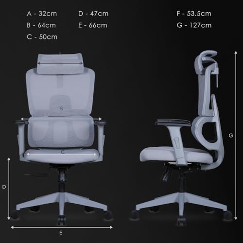 Image of Varaha Beast BIS Certified Ergonomic Office High Back Chair | 5 Year Warranty | Adjustable 2D Headrest, 3D PU Armrest, Seat Sliding Mechanism with 3 Multilock Recline| Gaming Desk Chair for Home| Grey