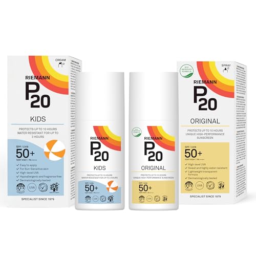 Image of RIEMANN P20 Sun Cream For Kids SPF50+ 200ml + P20 Original SPF50 Spray 200ml, Advanced Sunscreen