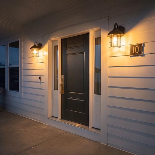 UME Dusk to Dawn Outdoor Wall Lights,Porch Lights,Waterproof Outdoor Wall Sconce, Exterior Light Fixtures E26 Base with Clear Glass Shade for House Garage Patio Front Door Balcony by UME - Used condition - Image 6