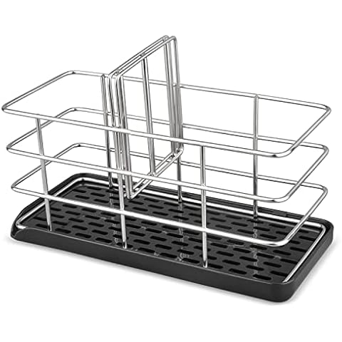 GUWINA Kitchen Sponge Holder,Kitchen Sink Caddy Organiser Rack Stainless Steel Sink Sponge Brush Holder with Drip Tray,Dishwashing Adhesive Sponge Holder for Kitchen Cover