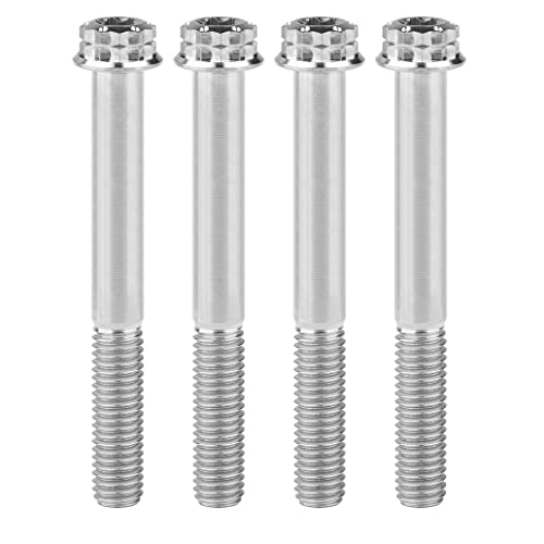 Image of Titanium Flange 12 Point Head M8 x15 20 25 30 35 40 45 50 55 60 65mm Screw Bolt Pack of 4 (M8x65mm, Normal Titanium)