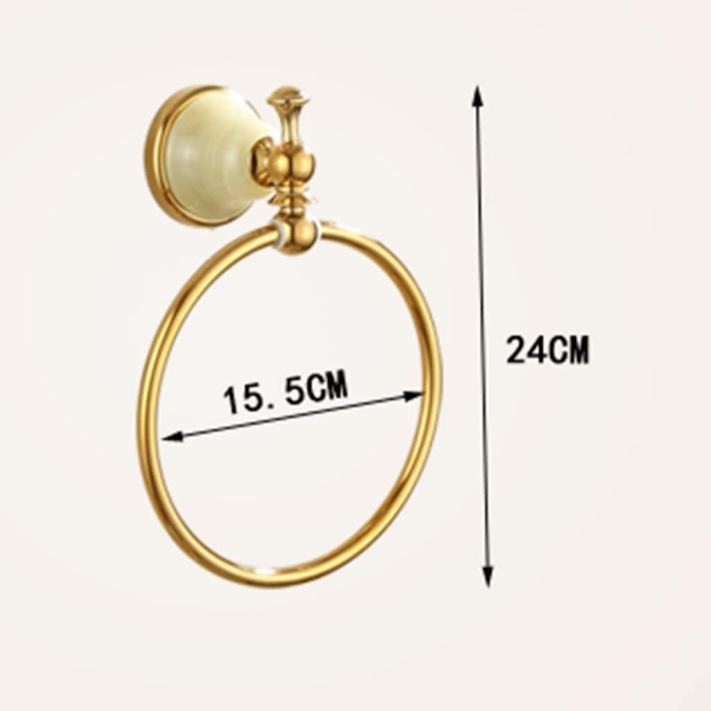 LSLYTQ European-Style All-Copper Natural Jade TWall Mounted Bath Towel Ring, Hanging Towel Hanger, Hand Towel Holder