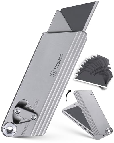 TISGOOG Titanium Utility Knife Razor SK120 Blades Pocket Knife Compact EDC Box Cutter Quick Retractable With 10Pcs Blades Replacement