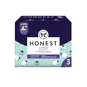 The Honest Company Clean Conscious Overnight Diapers | Plant-Based, Sustainable | Sleepy Sheep | Club Box, Size 3 (16-28…