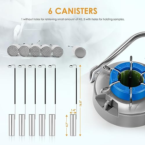 Bonvoisin 6L Liquid Nitrogen Container Cryogenic Container Liquid Nitrogen (Ln2) Dewar Aluminum Alloy Semen Tank With 6 Canisters Carry Bag (6L) #TOP4