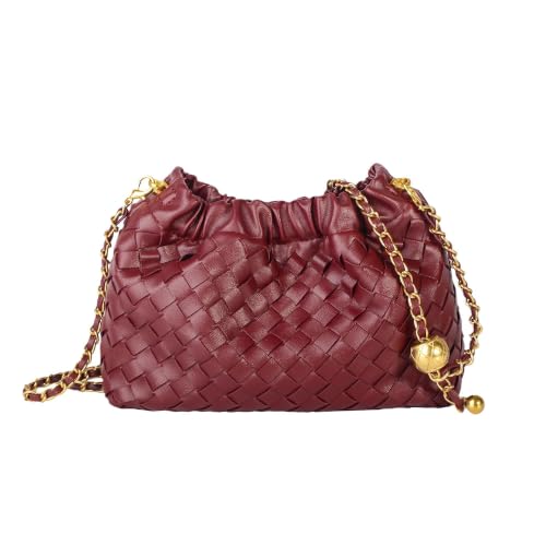 Eiyye Woven Clutch Bag for Women Cloud Evening Purse Trendy Bags for Party Wedding(Burgundy