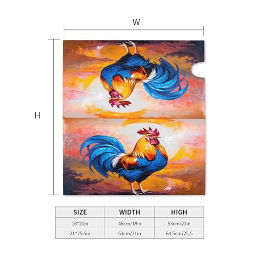 Image of Blue Farm Rooster Oil Painting Mailbox Cover Magnetic Waterproof Mailbox Wraps Post Letter Box Decor 21x18 in