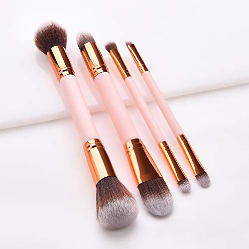 Double-Ended Makeup Brushes Set, 4Pcs Protable Soft Bristles Cosmetics Powder Blush Brush Kit (T-04-026) #TOP5