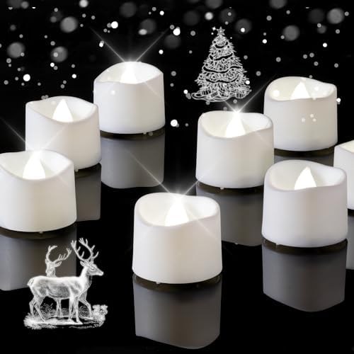 Homemory Pack of 24 Bright White LED Tea Light Candles, Flickering LED