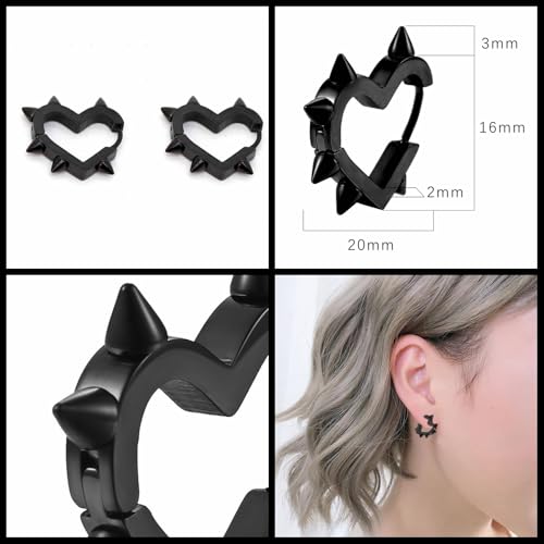 Cool Fun 2000s Women's Y2K Stuff Rave Jewelry Accessories,Black Wrap Around Sunglasses Stars Hair Clips and Gothic Heart Earrings Set4