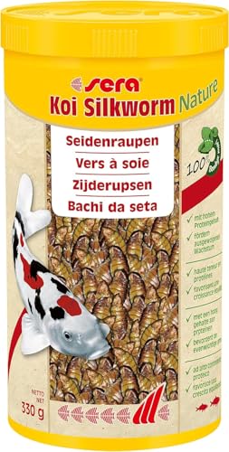 sera Koi Silkworm Nature 1000 ml - der natürliche Leckerbissen Seidenraupen, Koifutter für Koi ab 15 °C