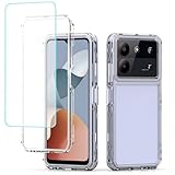 Yodueiv for ZTE Blade A54 Case, ZTE Blade A34 Case with Tempered Glass Screen Protector, Crystal Clear Full Body 3 Layer Heavy Duty Protective Phone Cover Case for ZTE Blade A54 Clear