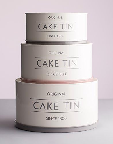 Mason Cash Innovative Kitchen Coated Steel Upside Down Stackable / Nesting Cake Tins, Set of 3, White / Grey / Pink