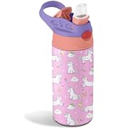 CGMIBAS 12oz Girl Water Bottle with Straw Lid &amp; Handle - Unicorn Leak Proof Water Bottles Kids, D...