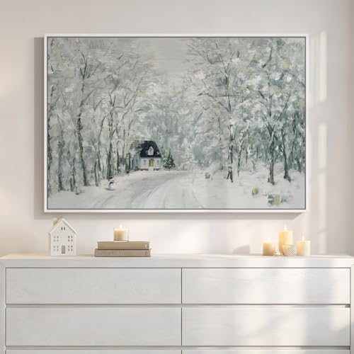 Framed Forest Landscape Wall Art, Modern Cottage...