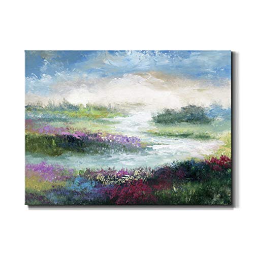 Renditions Gallery Canvas Flowers Wall Art Modern Decorations Paintings Colorful Floral Meadow Glam Nature Abstract Wall Hanging Artwork Prints for Bedroom Office Kitchen - 32"x48" LT33