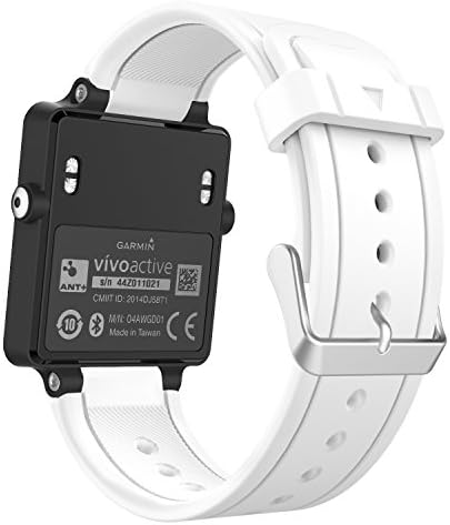 MoKo Watch Band Compatible with Garmin Vivoactive, Soft Silicone Replacement Fitness Bands Wristbands with Metal Clasps for Garmin Vivoactive/Vivoactive Acetate Sports GPS Smart Watch - WHITE