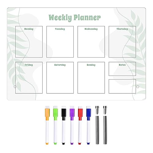 Pizarra blanca pequeña pizarra de borrado en seco, planificador semanal con soporte, calendario semanal, planificador de notas con soporte, pizarra blanca de escritorio para hacer pizarra blanca,