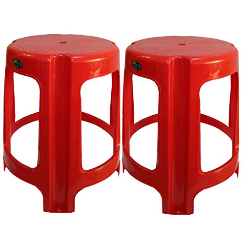 Nilkamal Plastic Stool, Set of 2 - Brightn Red