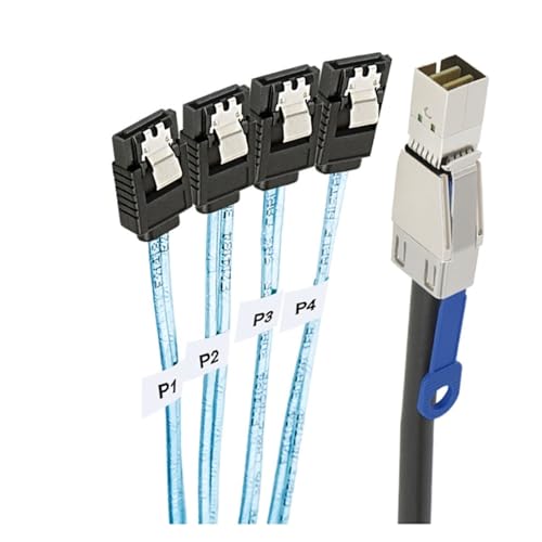 Cable SAS HD SFF8644 a 4 SATA 7Pin 1m miniatura 4