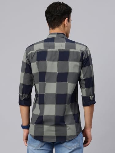Image of Majestic Man Stylish Slim Fit Cotton Spread Collar Checked Casual Shirt