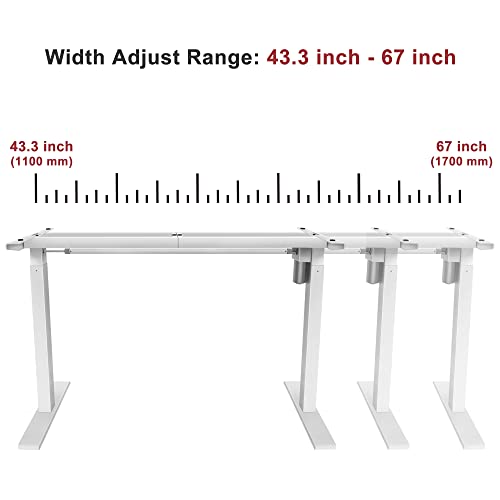 Earl Diamond Standing Desk Frame, Electric Stand Up Desk Frame For 47 To 71 Inch Table Tops, 2 Stage Height Adjustable Diy Workstation With Display Height Controller - Frame Only | White #TOP3