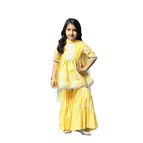 Image of BIBA Girl Polyester Peplum Printed Suit Set