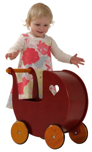 Baby Doll Wooden Pram In Red #TOP1