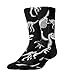 Meaudiwes Fashion Dress Decor Socks, Comfortable Work Leisure Sports Socks For Girls And Boys Dinosaur Skull Skeleton Black