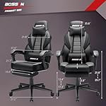 BOSSIN Gaming Chair with Massage, Ergonomic Heavy Duty Design with Footrest and Lumbar Support, Large Size Cushion High Back Office Chair, Big and Tall Gaming Computer Chair for Kids - Image 3