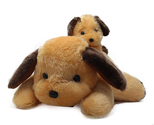 Image of Tickles Adroable Lying Dog with Baby Stuffed Soft Plush Animal Toy for Kids Baby Boys & Girls Birthday Gifts (Size: 20 cm Color: Brown)