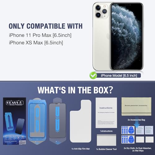 Image of 2-Pack Matte Screen Protector for iPhone 11 Pro Max and iPhone XS Max 6.5-Inch, 9H Tempered Glass, Full Coverage, Anti-Fingerprint, Auto Dust-Elimination, No Bubble, Easy Installation