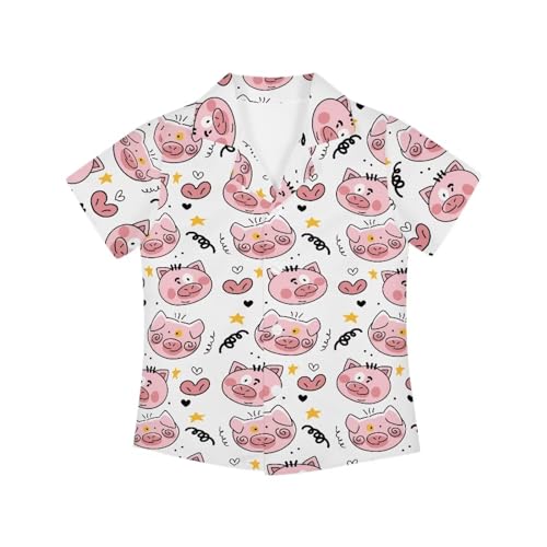 PinUp Angel Cute Short Sleeve Shirts for Kids Casual Button Down Comfortable Girls Boys Button Up Hawaiian Shirts