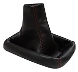 Funda Palanca de Cambio Piel Sintetica Negro con costuras roja