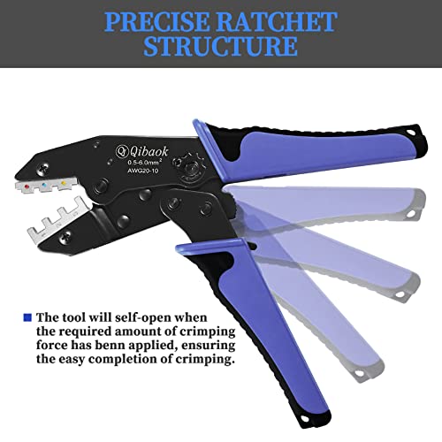image for Crimping Tool Set Qibaok Ratcheting Wire Crimper Tool with 4 PCS Inter