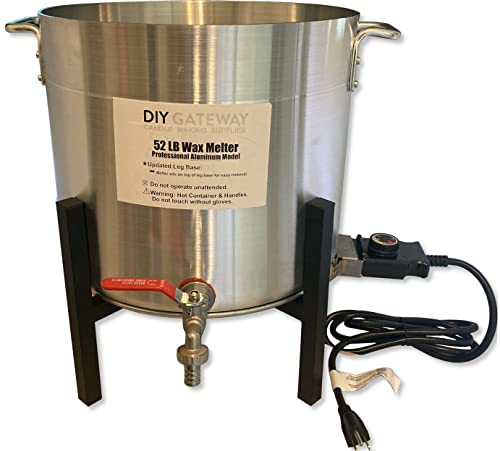 Super Large Wax Melter for Candle Making: 52 LB Electric Aluminum Wax Melting Pot Machine + Lid Option with Quick-Pour Spout & Free Ebook