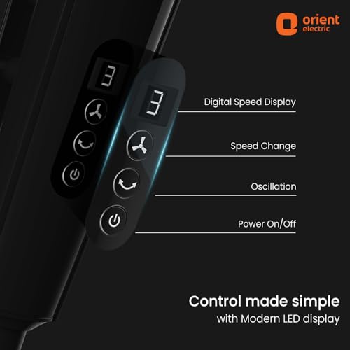 Image of Orient Electric Harrier BLDC Stand Fan with Remote | Energy Saving Fan, Whisper Quiet 52 dB Operation | 90 Oscillation, Tilt & Height Adjustment | 2 Year Warranty, Black