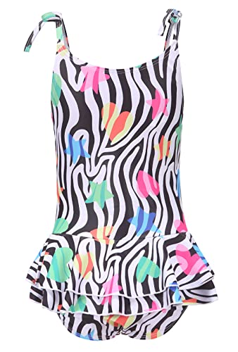 Image of Girls One Piece Swimsuits Halter Ruffled Bathing Suit for Kids Hawaiian Swimwear Leopard Swim Dress 3-16 Years