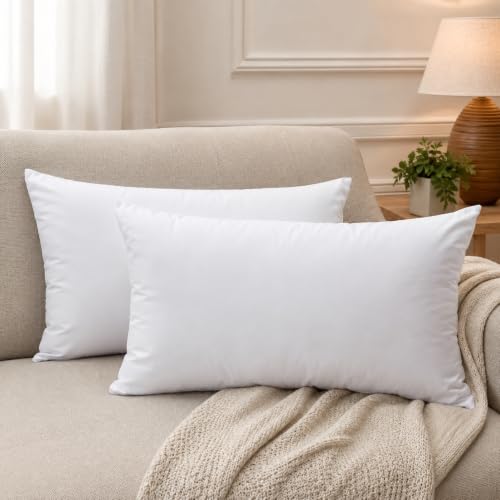 Image of Torque Microfiber Cushion Filler 12 x 20 Inch - 2 Pcs | Vacuum Packed Throw Pillows | Filler Cushion Insert Pillow for Sofa Bed Couch Home Decorative Gifts