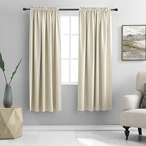 DONREN Thermal Room Darkening Draperies Window Curtain Panels - Easy Care Solid Rod Pocket Curtains for Dining Room (42 W x 72 L,2 Panels,Cream Beige)