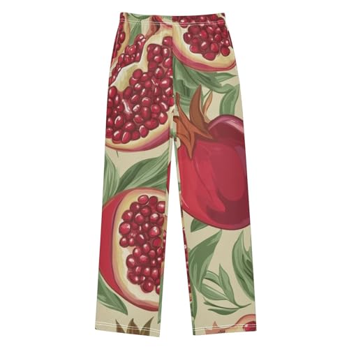 Pomegranate with Leaf Boys Long Pants Soft Trousers Elastic Waist Kids Lounge Bottoms with Pockets S-XL
