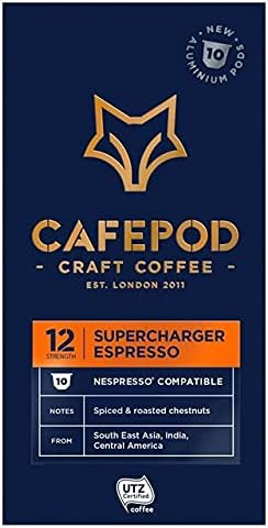 Cafepod Craft Coffee 12 Super Charger Espresso Compatible with Nespresso Spiced & Roasted Chestnuts 18 Pods