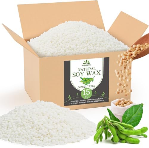 Waxcanpy Sojawachs für Kerzen 15KG, Premium Kerzenwachs, Kerzenwachs zum Gießen & Kerzenherstellung, 100% Natürliches Sojawachs für Kerzen