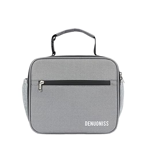 Bolsa de almuerzo portátil de gran capacidad con estampado de cartas/camuflaje, caja de almacenamiento térmica para lonchera, bebidas (gris, 12 x 26 x 23 cm)
